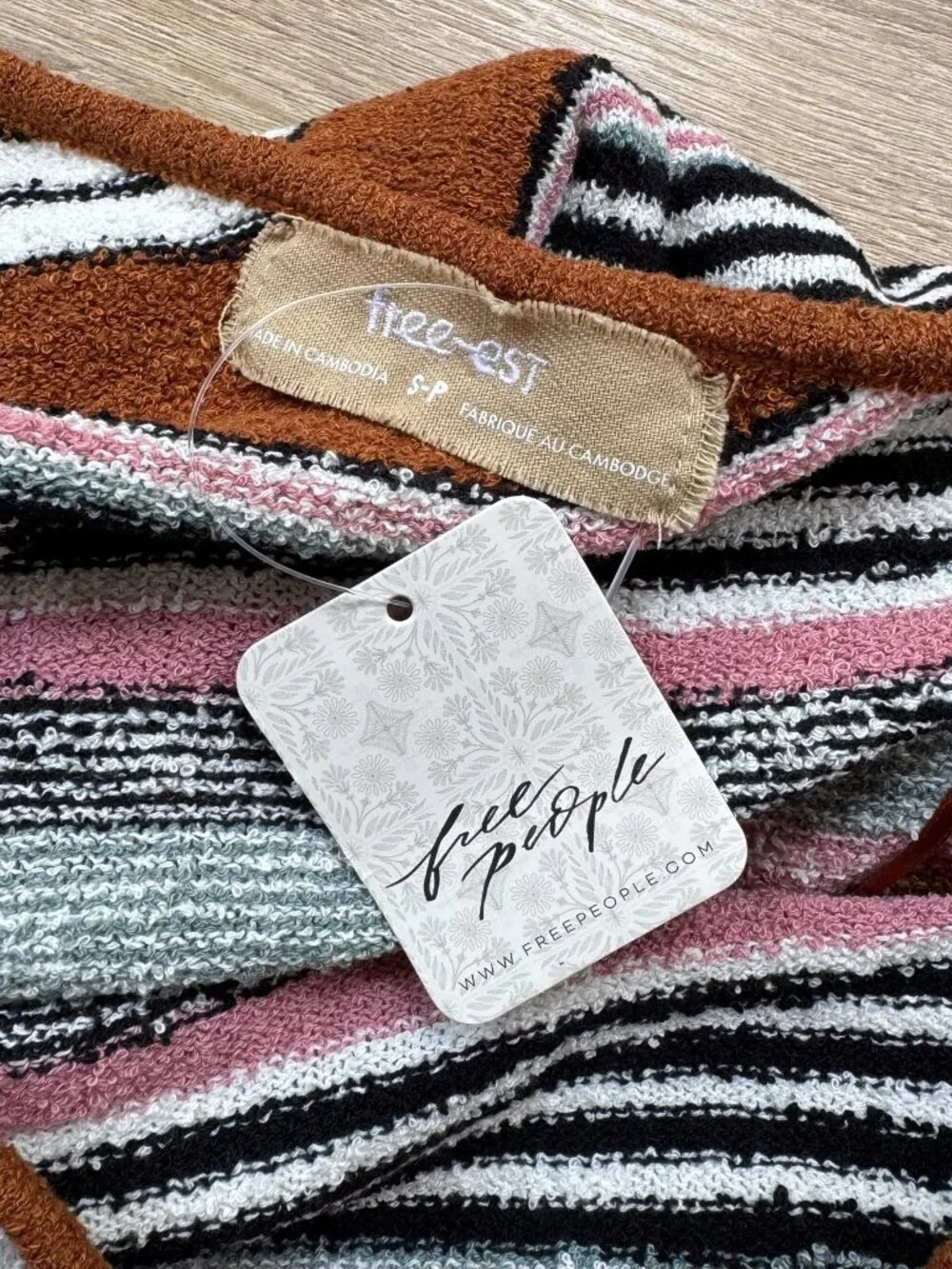 NWT Free People Sun Rays Sweater Mini Dress Maple Combo Small